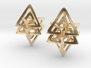 Dual Tetrahedron Earring in 14k Gold Plated Brass