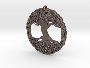 World tree in Polished Bronzed Silver Steel