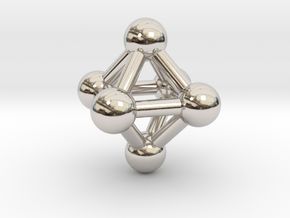 0597 Octahedron V&E (a=10mm) #003 in Rhodium Plated Brass