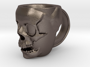 Skull Head Mug in Polished Bronzed Silver Steel