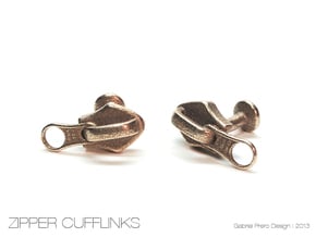 Zipper Cufflinks in Polished Bronzed Silver Steel