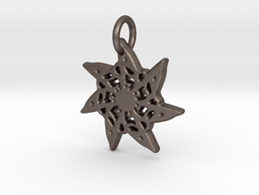 Seven-Pointed Snowflake in Polished Bronzed Silver Steel