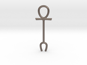 Egyptian Ankh Staff in Polished Bronzed Silver Steel