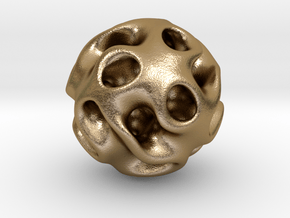 0605 IsoSurface F(x,y,z)=0 Gyroid Ball (d=5cm) #2 in Polished Gold Steel