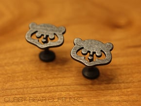 Chicago Cubs Cufflinks in Polished and Bronzed Black Steel
