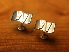 Chicago Cubs W Flag Cufflinks in Polished Silver