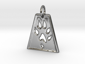 Small Ferret Paw Print - Geometric in Polished Silver