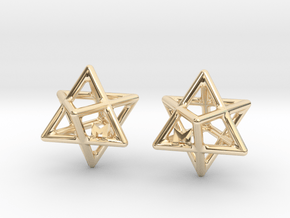MILOSAURUS Tetrahedral 3D Star of David Earrings in 14k Gold Plated Brass