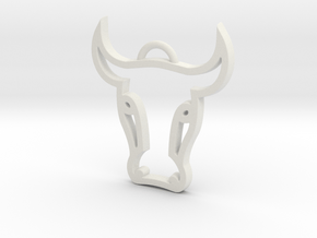Bull Head Pendant in White Natural Versatile Plastic