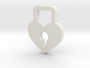 Heart Lock Pendant - Amour Collection in White Natural Versatile Plastic