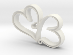 Two Hearts in Love Pendant - Amour Collection in White Natural Versatile Plastic