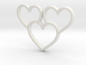 Trio of Hearts Pendant - Amour Collection in White Natural Versatile Plastic