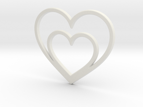 One Heart for Two Pendant - Amour Collection in White Natural Versatile Plastic