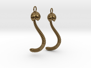 d. "Life of a worm" Part 4 - "Baby worm" earrings in Polished Bronze