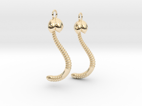 d. "Life of a worm" Part 4 - "Baby worm" earrings in 14K Yellow Gold