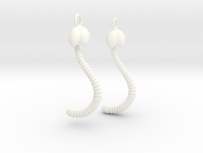 d. "Life of a worm" Part 4 - "Baby worm" earrings in White Processed Versatile Plastic