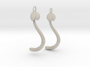 d. "Life of a worm" Part 4 - "Baby worm" earrings in Natural Sandstone
