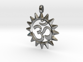 OM Symbol Jewelry Pendant in Fine Detail Polished Silver