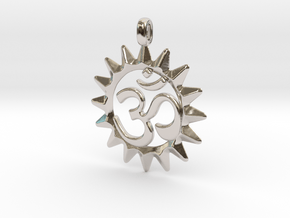 OM Symbol Jewelry Pendant in Rhodium Plated Brass