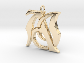 Monogram Initials AJ Pendant in 14k Gold Plated Brass