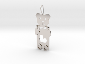 Teddy And Heart in Rhodium Plated Brass