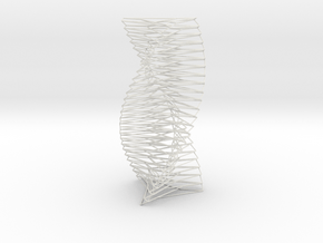 Wired Spiral Helix Tower Three Sided  in White Natural Versatile Plastic