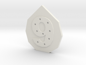 9-hole, Number 9, 9 Sided Button in White Natural Versatile Plastic