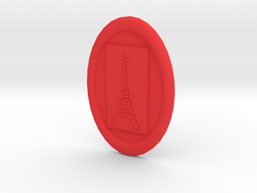 Oval Eiffel Tower Button in Red Processed Versatile Plastic