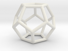 0598 Dodecahedron E (a=10mm) #001 in White Natural Versatile Plastic