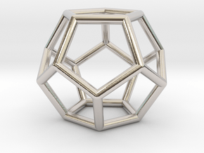 0598 Dodecahedron E (a=10mm) #001 in Rhodium Plated Brass