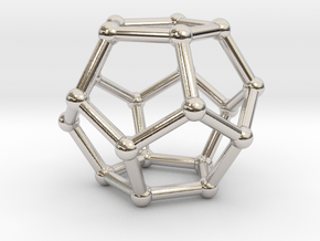 0599 Dodecahedron V&E (a=10mm) #002 in Rhodium Plated Brass