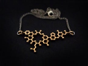 Oxytocin Molecule 3D printed Pendant Necklace  in Polished Brass