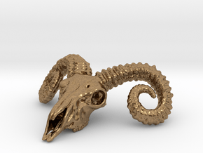 Large Ram Skull - Pendant in Natural Brass