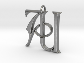 Monogram Initials AU Pendant in Natural Silver