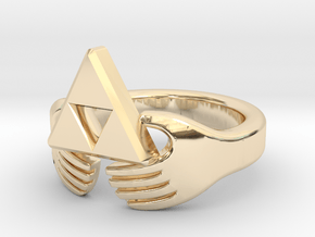Triforce Claddagh Ring in 14k Gold Plated Brass: 5 / 49
