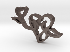 The Love Flower in Polished Bronzed Silver Steel
