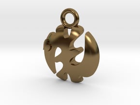 Gye Nyame Solid Heart Pendant Small in Polished Bronze