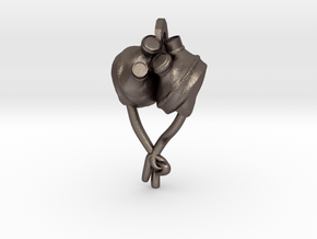 Artificial Heart Pendant! in Polished Bronzed Silver Steel