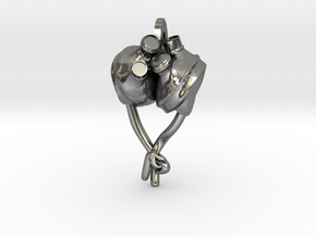 Artificial Heart Pendant! in Polished Silver