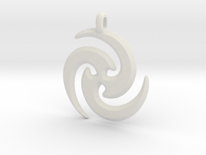 Tribal Maori Symbolic Pendant in White Natural Versatile Plastic