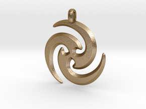 Tribal Maori Symbolic Pendant in Polished Gold Steel