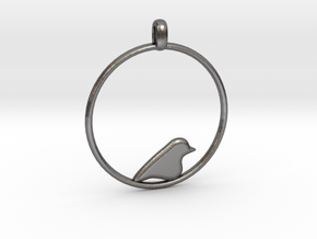 Little Bird Symbolic Pendant  in Polished Nickel Steel