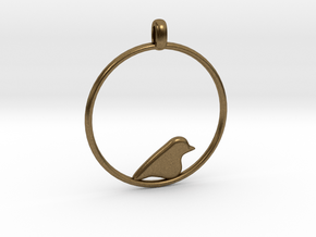 Little Bird Symbolic Pendant  in Natural Bronze