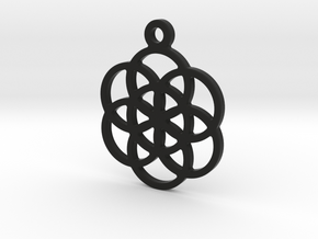 Flower Of Life Pendant in Black Natural Versatile Plastic