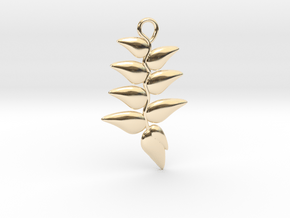 Hanging Heliconia Pendent in 14K Yellow Gold