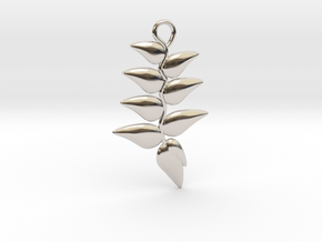 Hanging Heliconia Pendent in Rhodium Plated Brass