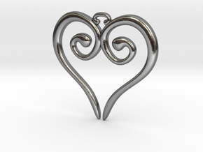 Medieval Heart in Polished Silver