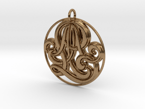 Monogram Initials AAL Pendant in Natural Brass