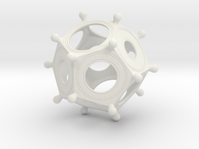 Roman Dodecahedron in White Natural Versatile Plastic: Small