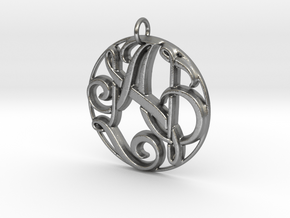 Monogram Initials AN Pendant in Natural Silver